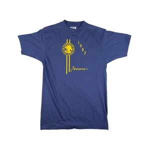 Vtg 80s Barrington High School T Shirt Mens M Blue 1957 Graphic USA Made 50/50
